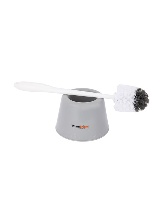 Royalford Toilet Brush with Holder- RF12839/ Compact and Light-Weight Washroom Brushes Perfect for Cleaning Indian and Western Style Toilets/ with 40 cm Long Handle for Better Reach, Flexible Bristles/ White and Grey - Image 2